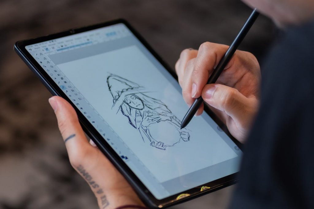 a digital artist working on something